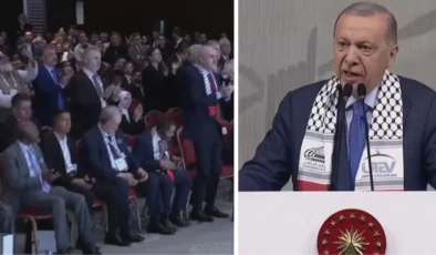 Salonu ayağa kaldıran sözler! Cumhurbaşkanı Erdoğan, İsrail’e meydan okudu
