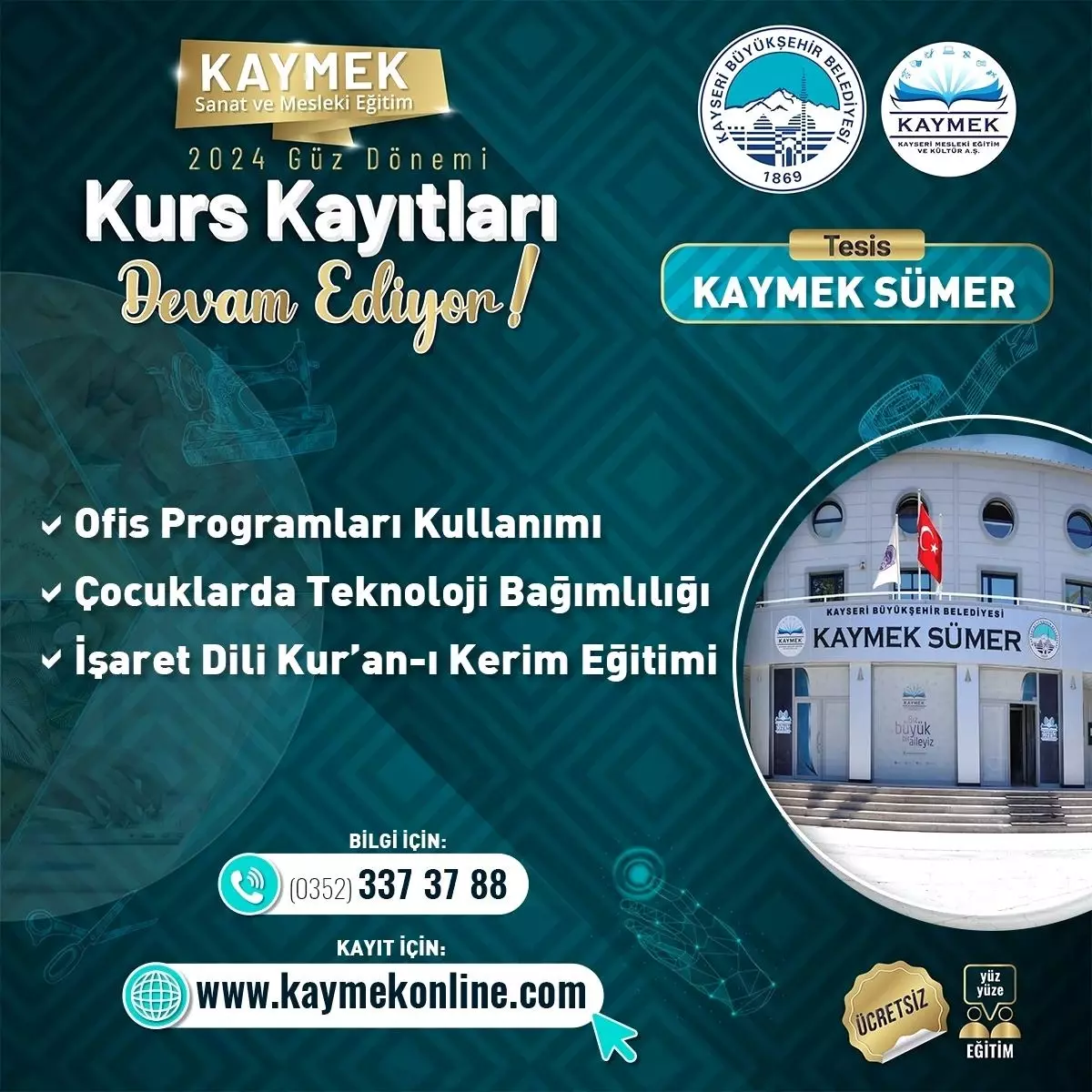 KAYMEK, 2024 Güz Dönemi Kurs Kayıtlarını Başlattı